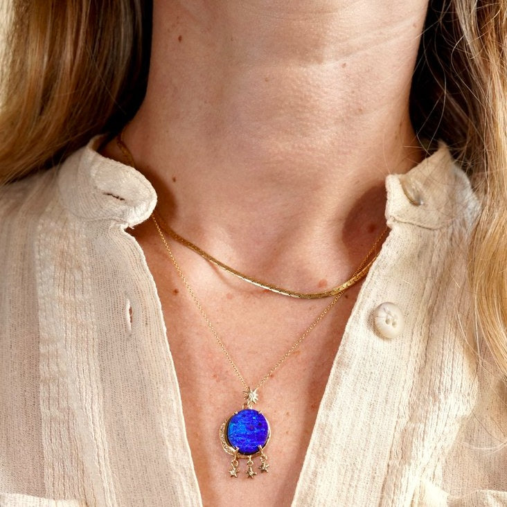 Boulder Opal New Moon Tidal Moon Charm
