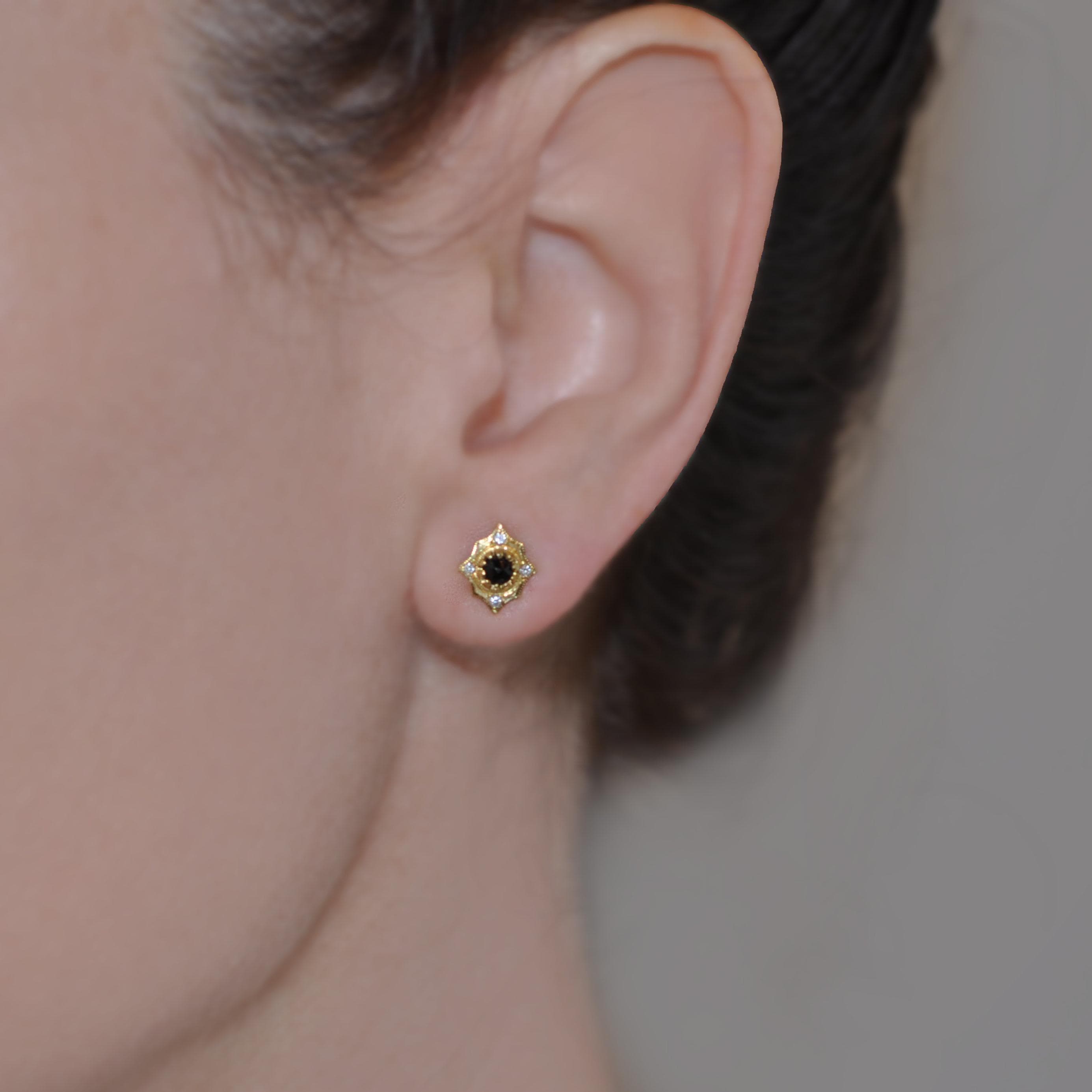 Black Spinel Diamond Stud Earrings