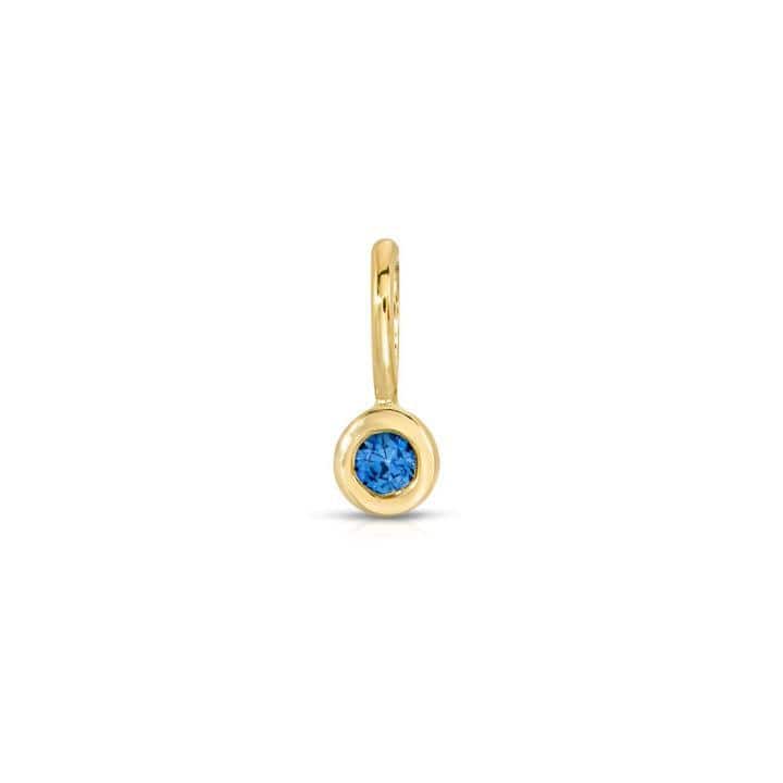 Round Blue Sapphire Gold Charm