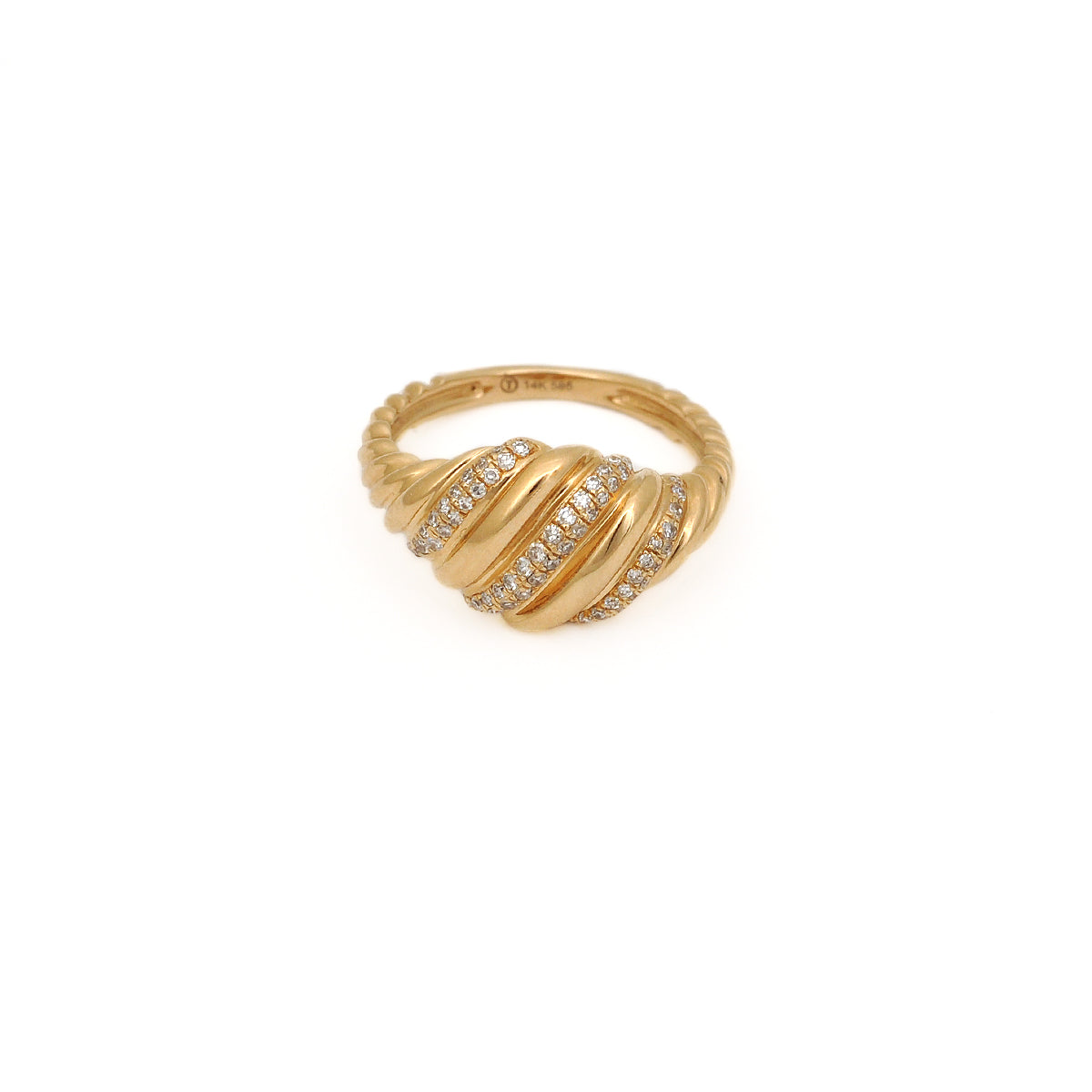 Croissant Signet With Diamond Pinky Ring