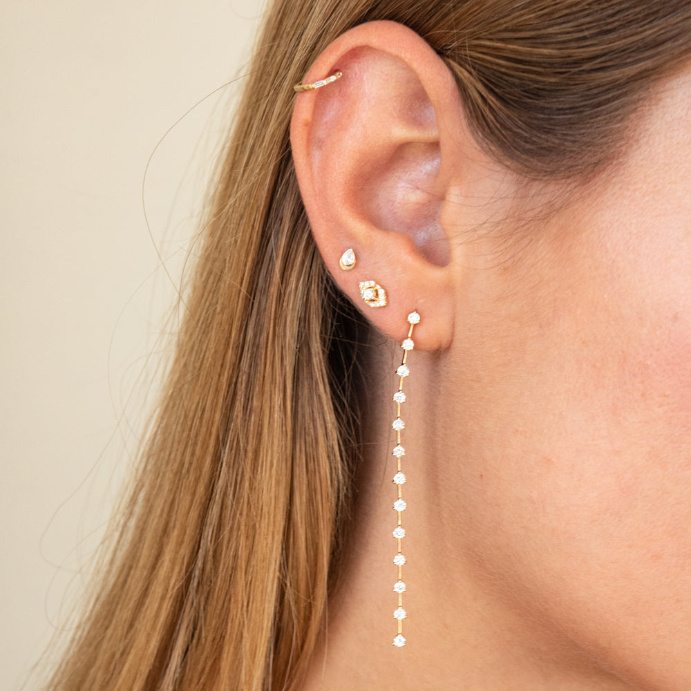 Pear Shape Gold Fan Diamond Studs