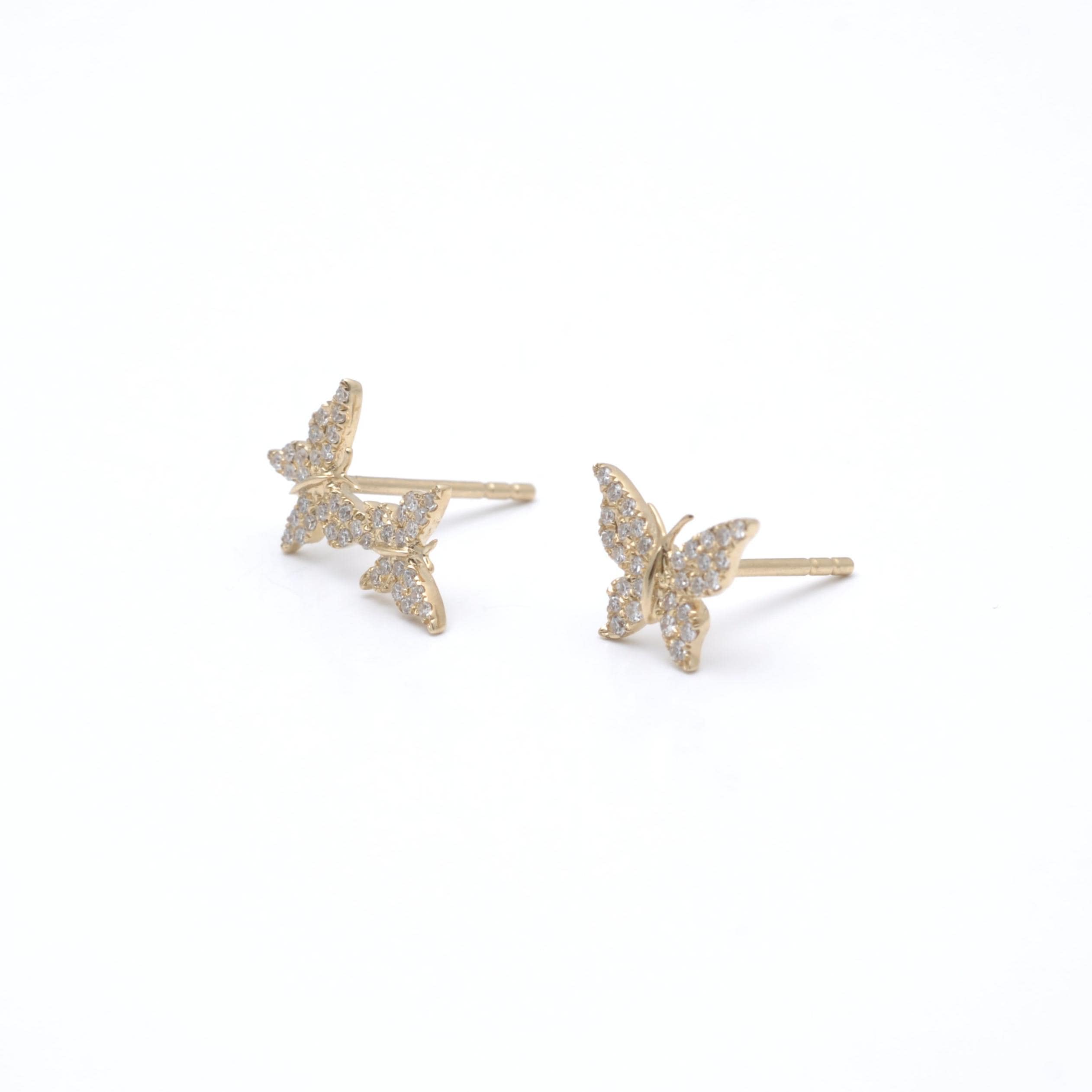 Diamond Pave Single and Double Butterfly Studs
