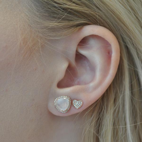 Heart Pave Diamond Stud Earrings - Curated Los Angeles