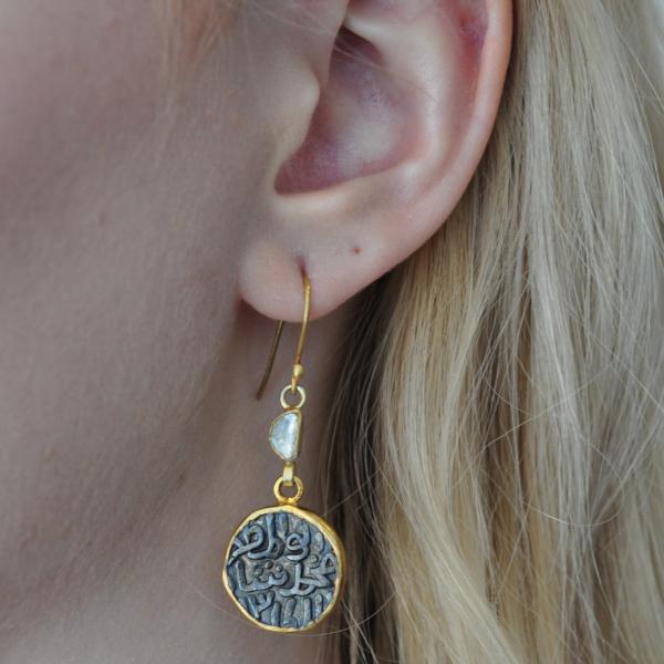 Old Coin Diamond Earrings - Curated Los Angeles