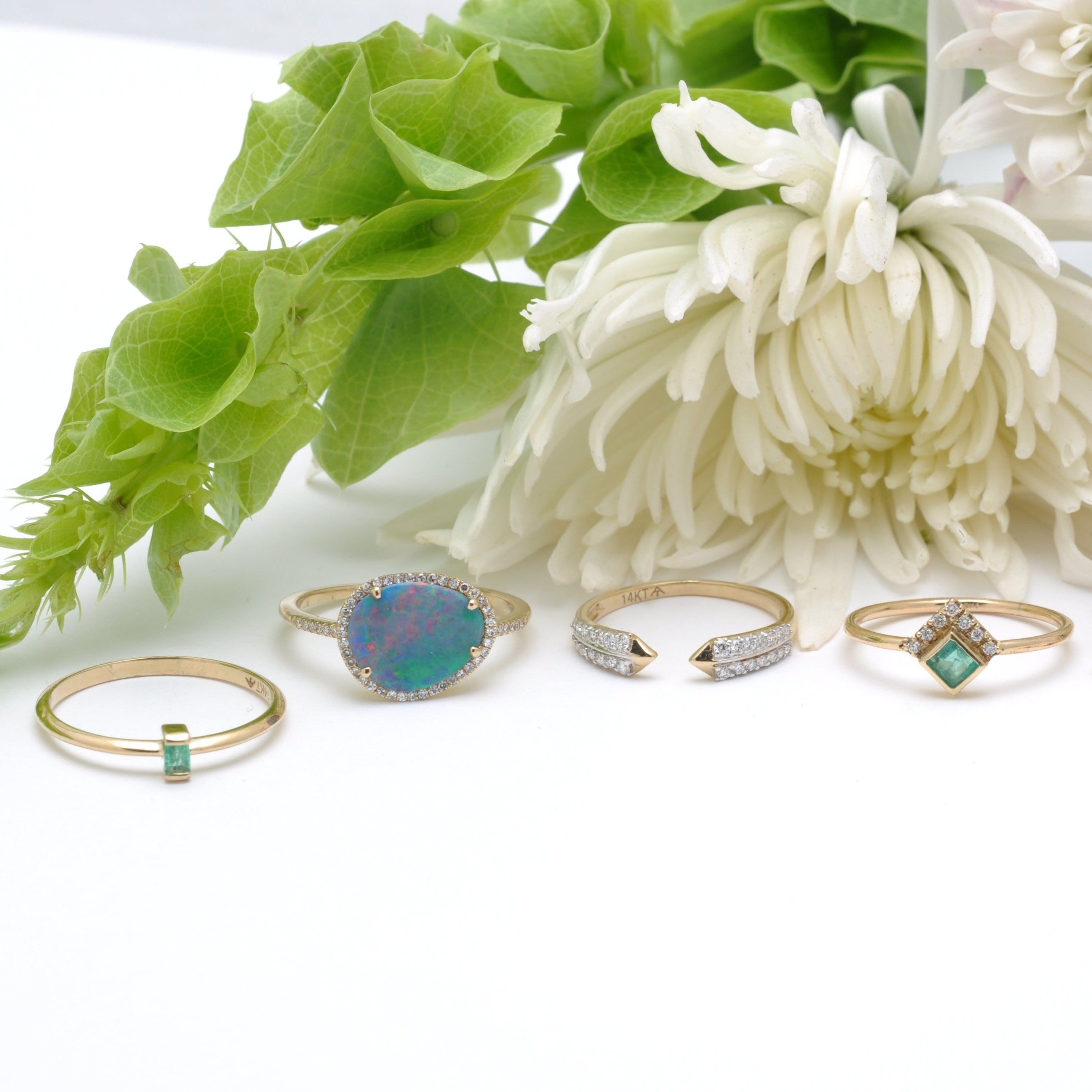 Delicate Baguette Emerald Ring