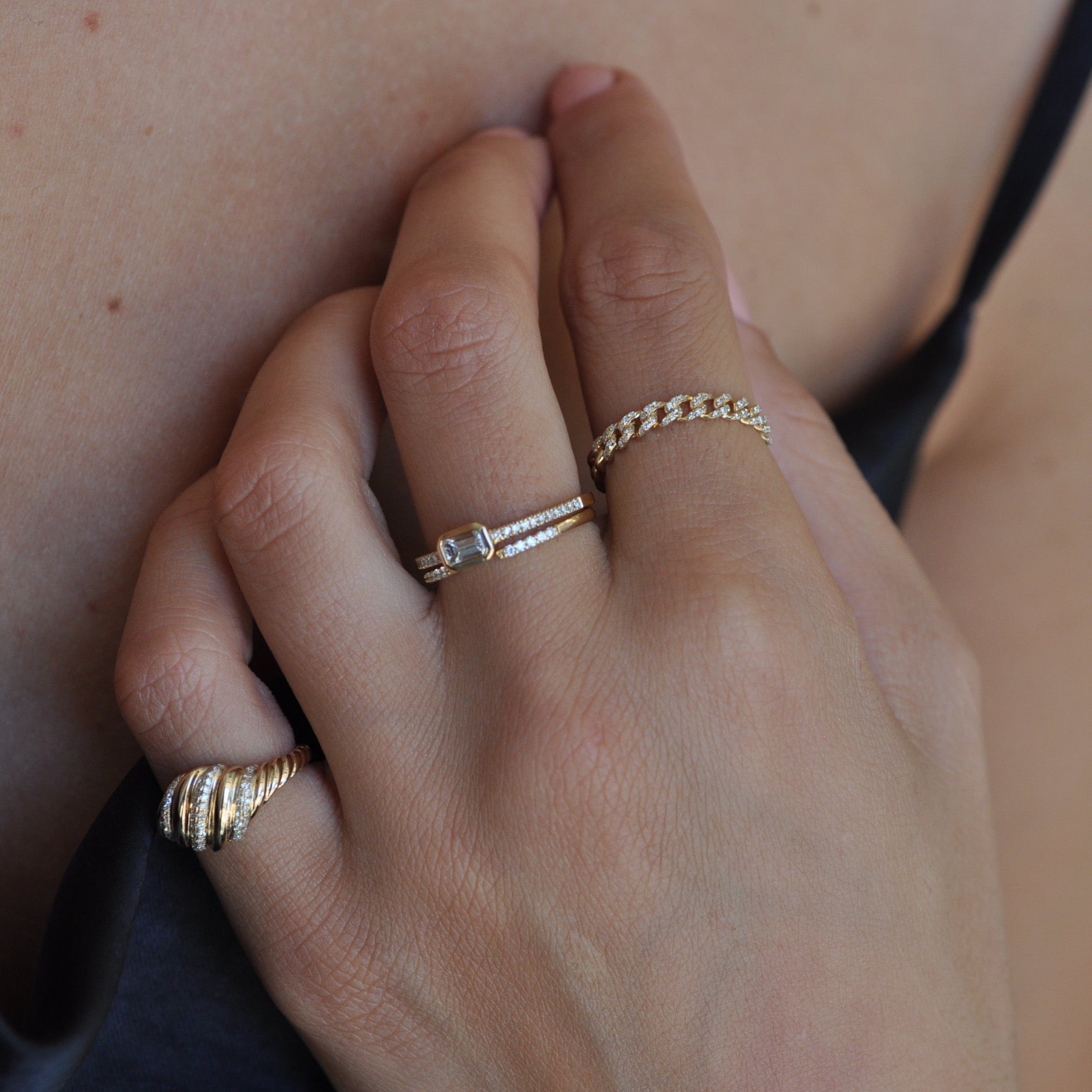 pave diamond cuff ring