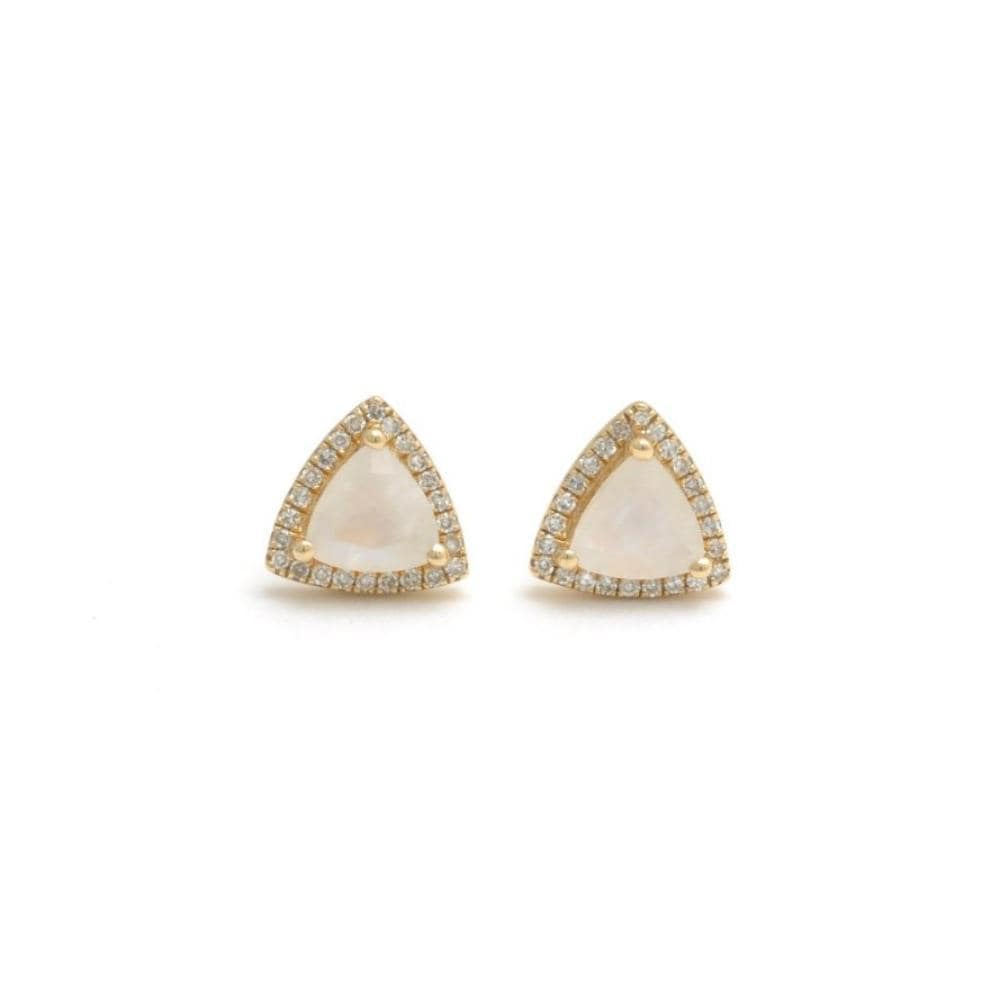 Trillion Moonstone Diamond Halo Earrings - Curated Los Angeles