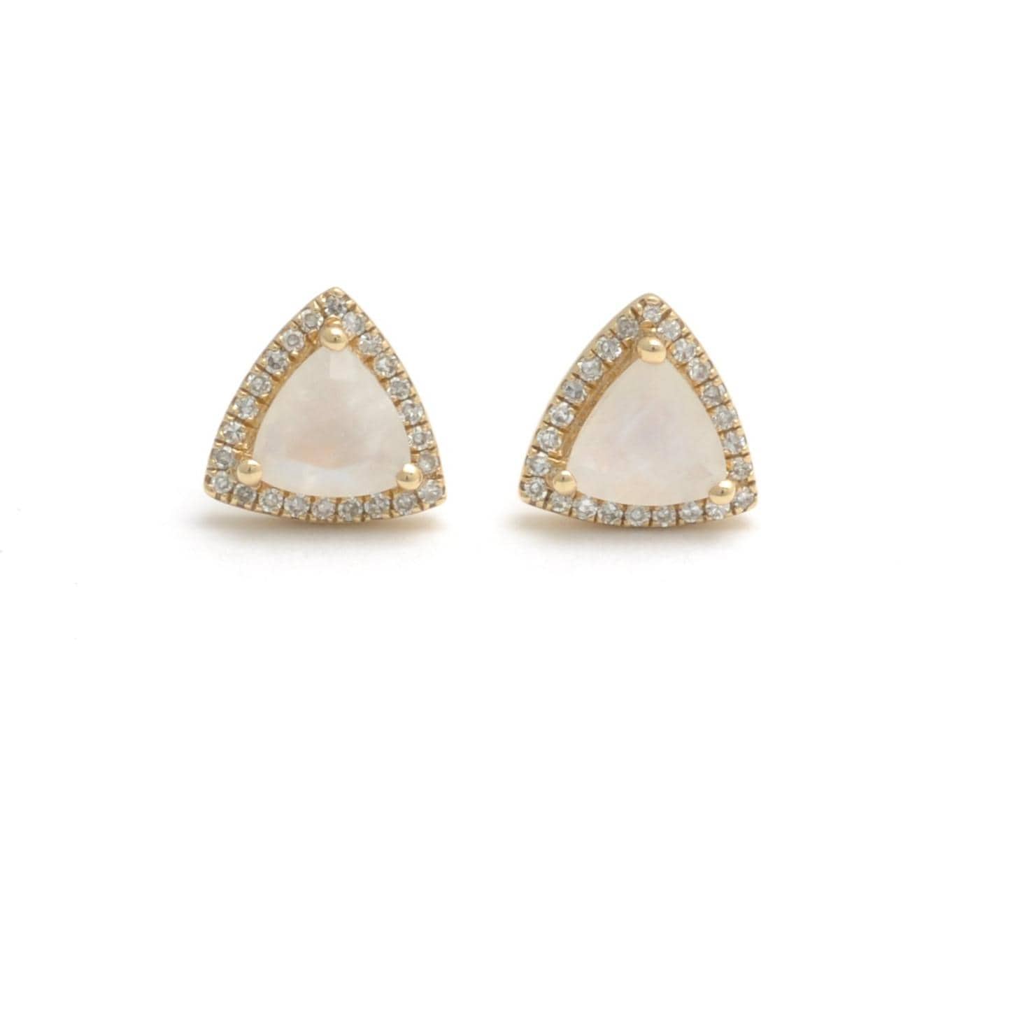 Trillion Moonstone Diamond Halo Earrings