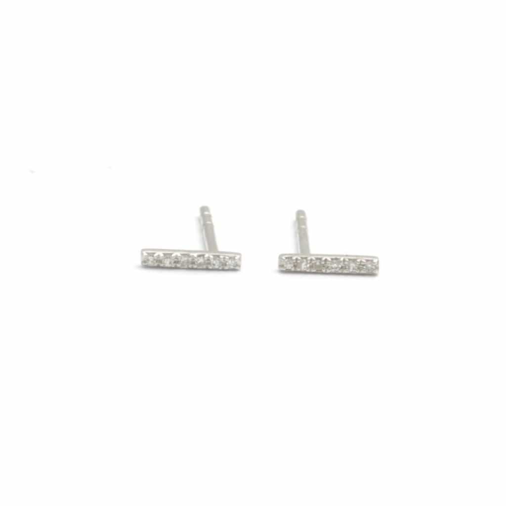 Diamond Pave Bar White Gold Earrings - Curated Los Angeles