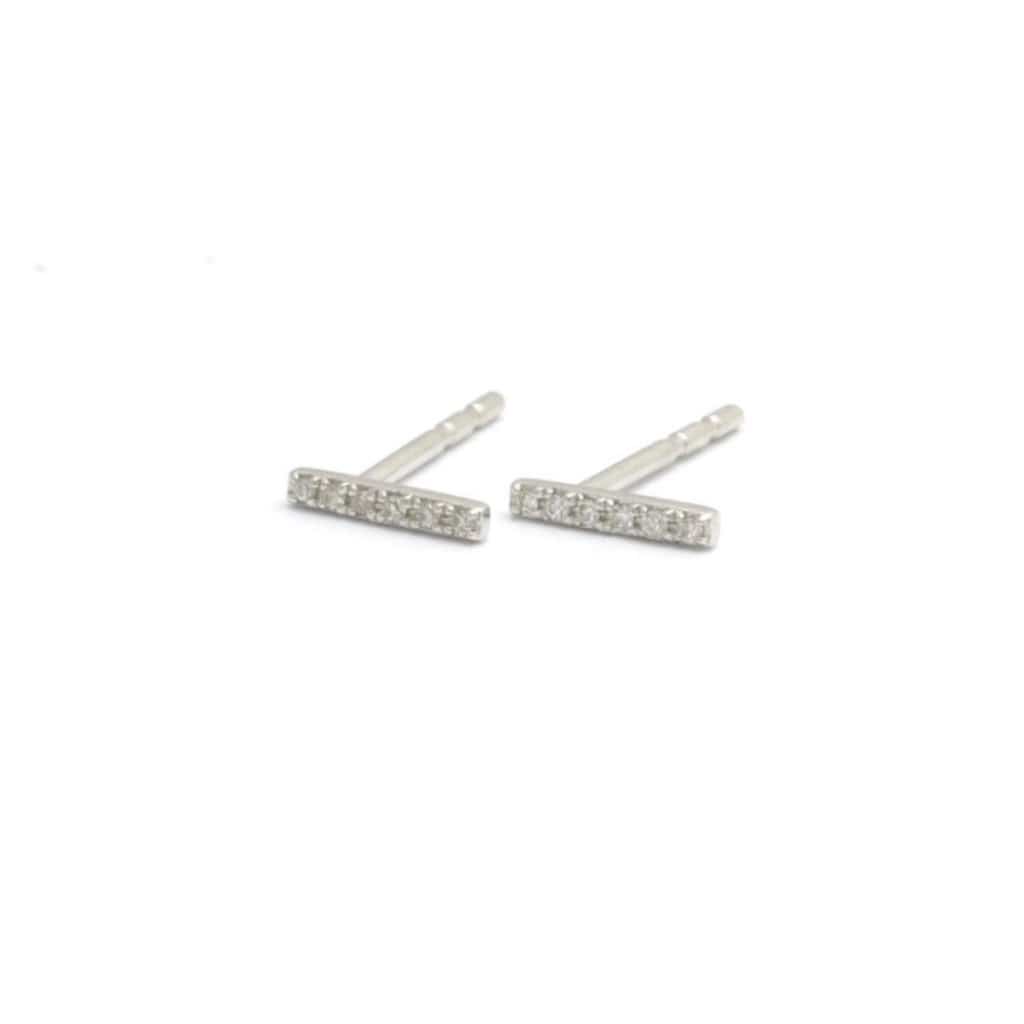 Diamond Pave Bar White Gold Earrings - Curated Los Angeles