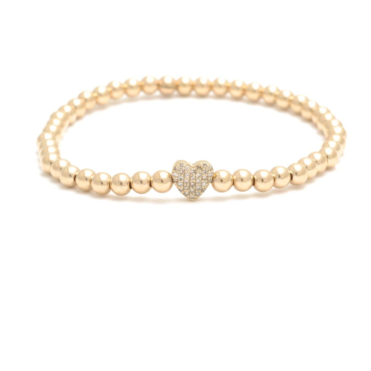 Gold Diamond Heart Charm Bracelet\