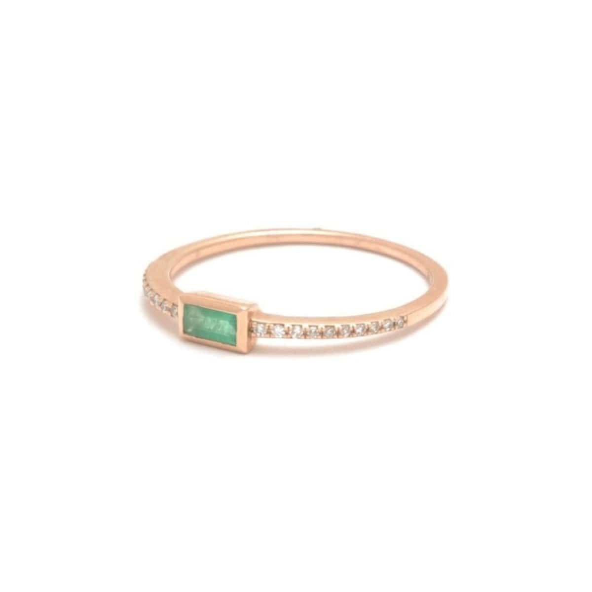 Baguette Emerald Pave Diamond Ring