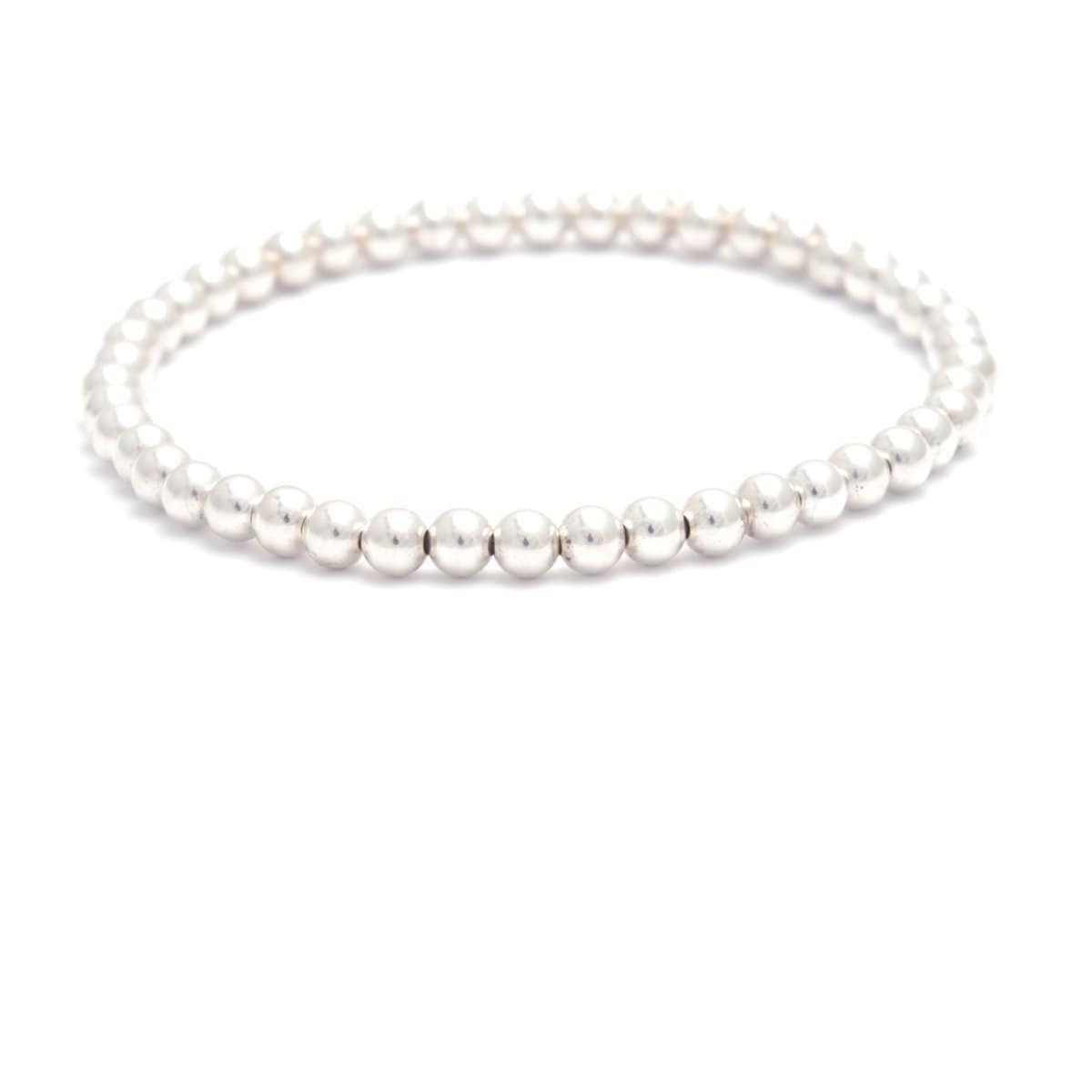 medium round silver beaded layering bracelet