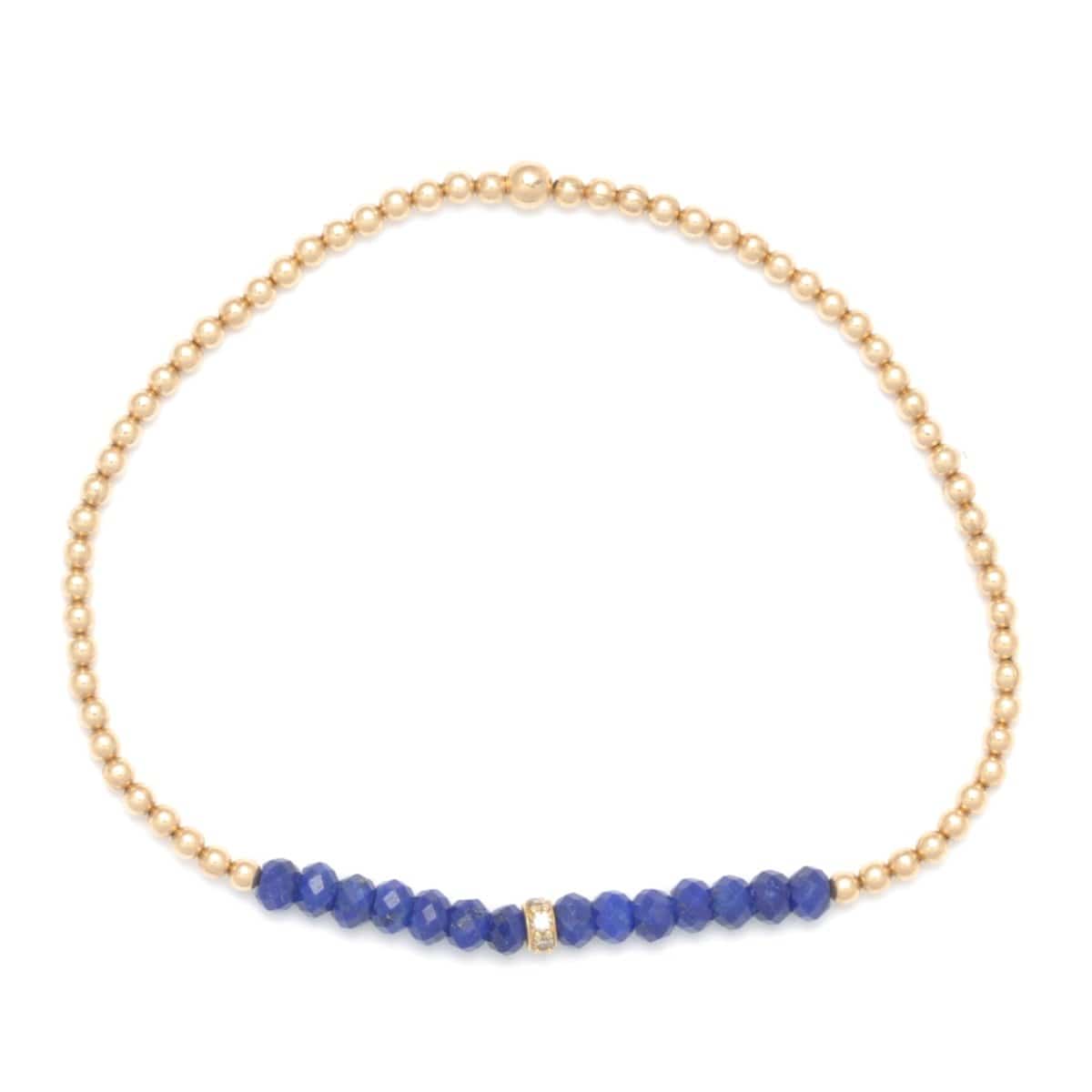 2mm Lapis Lazuli Diamond Rondelle Bead Bracelet