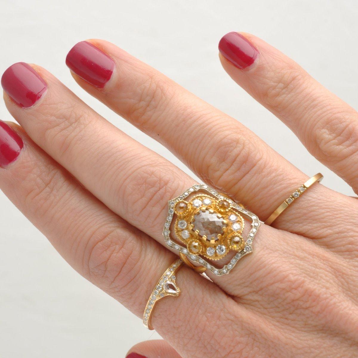Suneera rosecut fancy color diamond rings 
