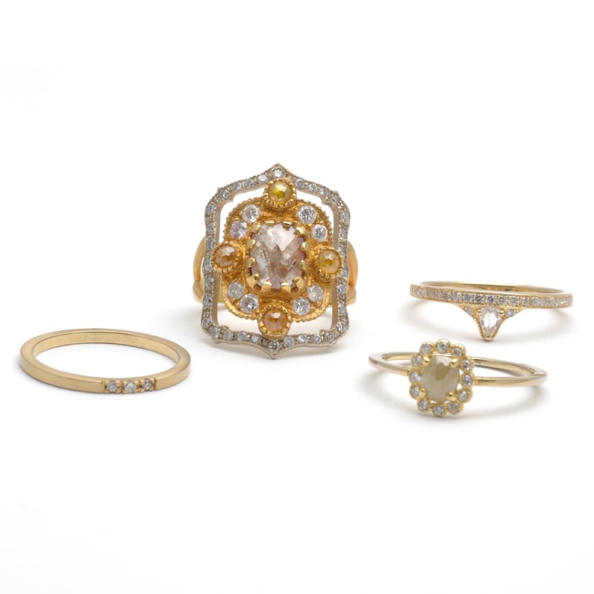 Rosecut Diamond with Pave Diamond Two-tone Gold Cocktail Ring