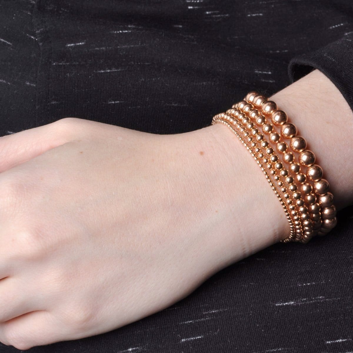 7mm Rose Gold Bead Layering Bracelet