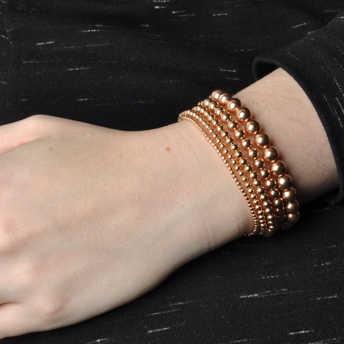 4mm Diamond Rondelle Rose Gold Bead Bracelet