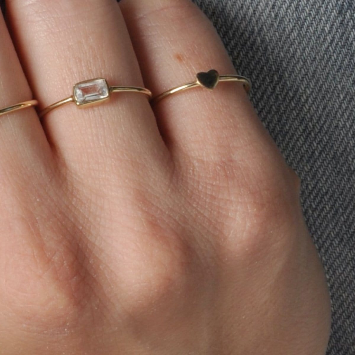 Small Flat Heart Yellow Gold Ring Caitlin Nicole