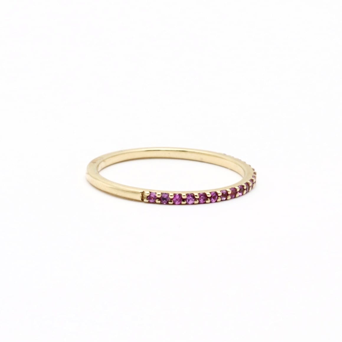 Pink Sapphire Pave Half Eternity Stacking Ring