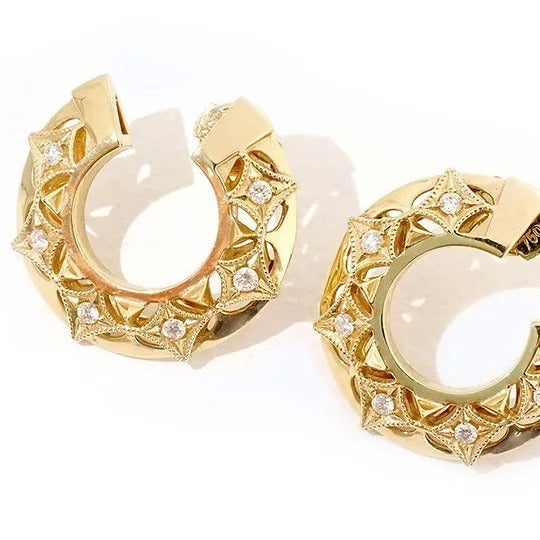 Diamond Milgrain Front Open Circle Earrings