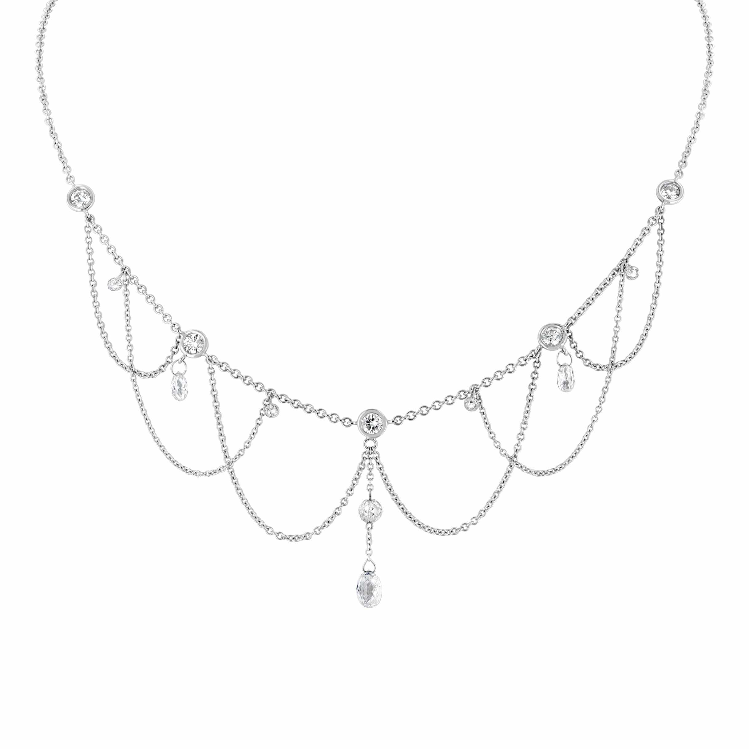 Diamond Briolette White Gold Swag Necklace