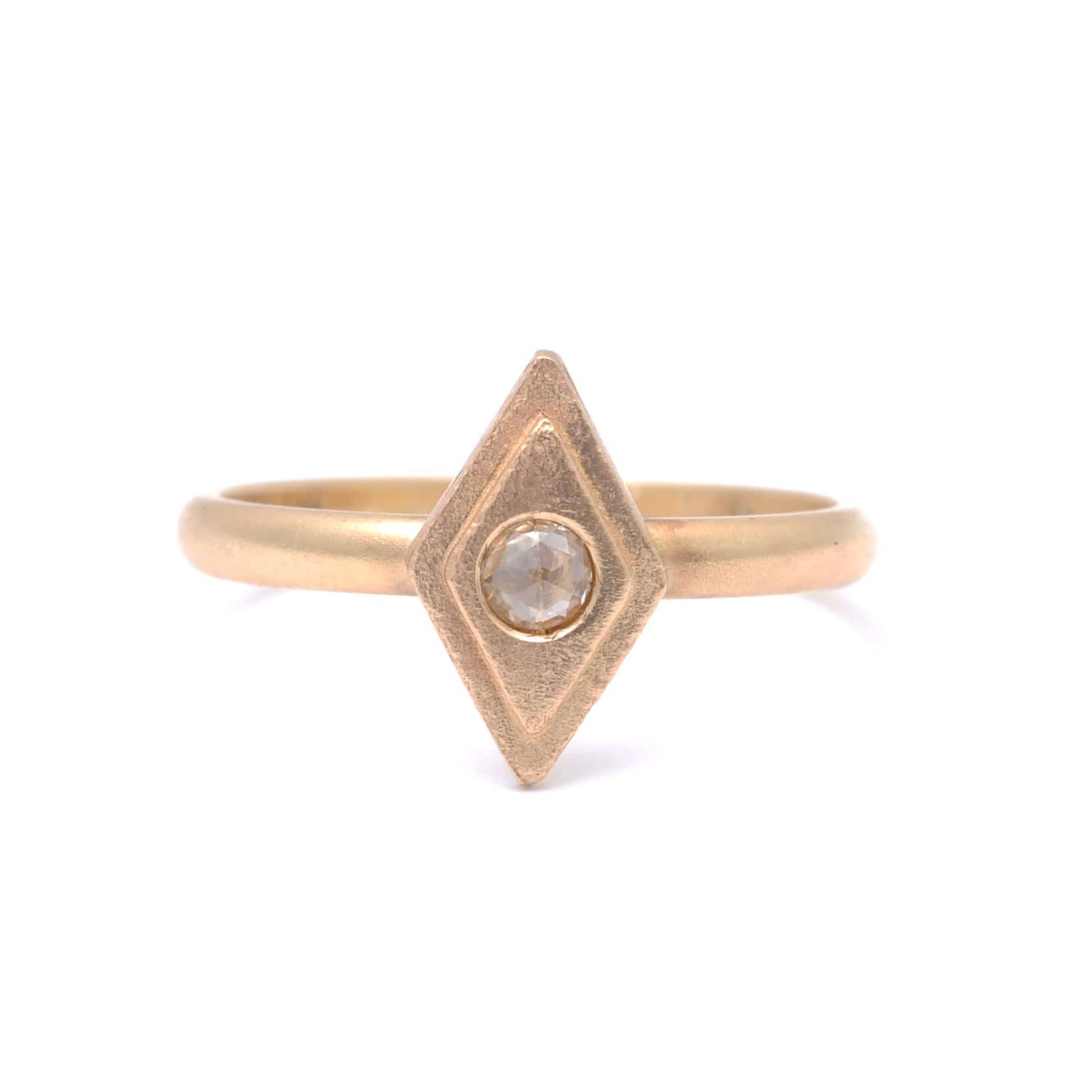 Fancy Diamond Matte Gold Diamond Shape Ring