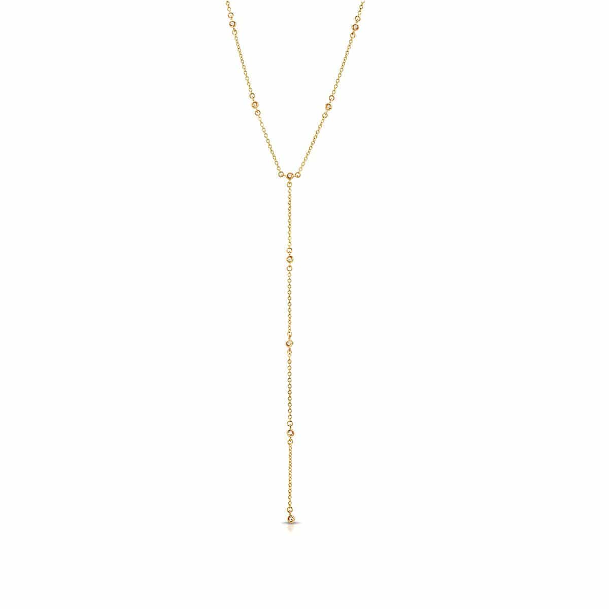 Diamond Gold Lariat Necklace 
