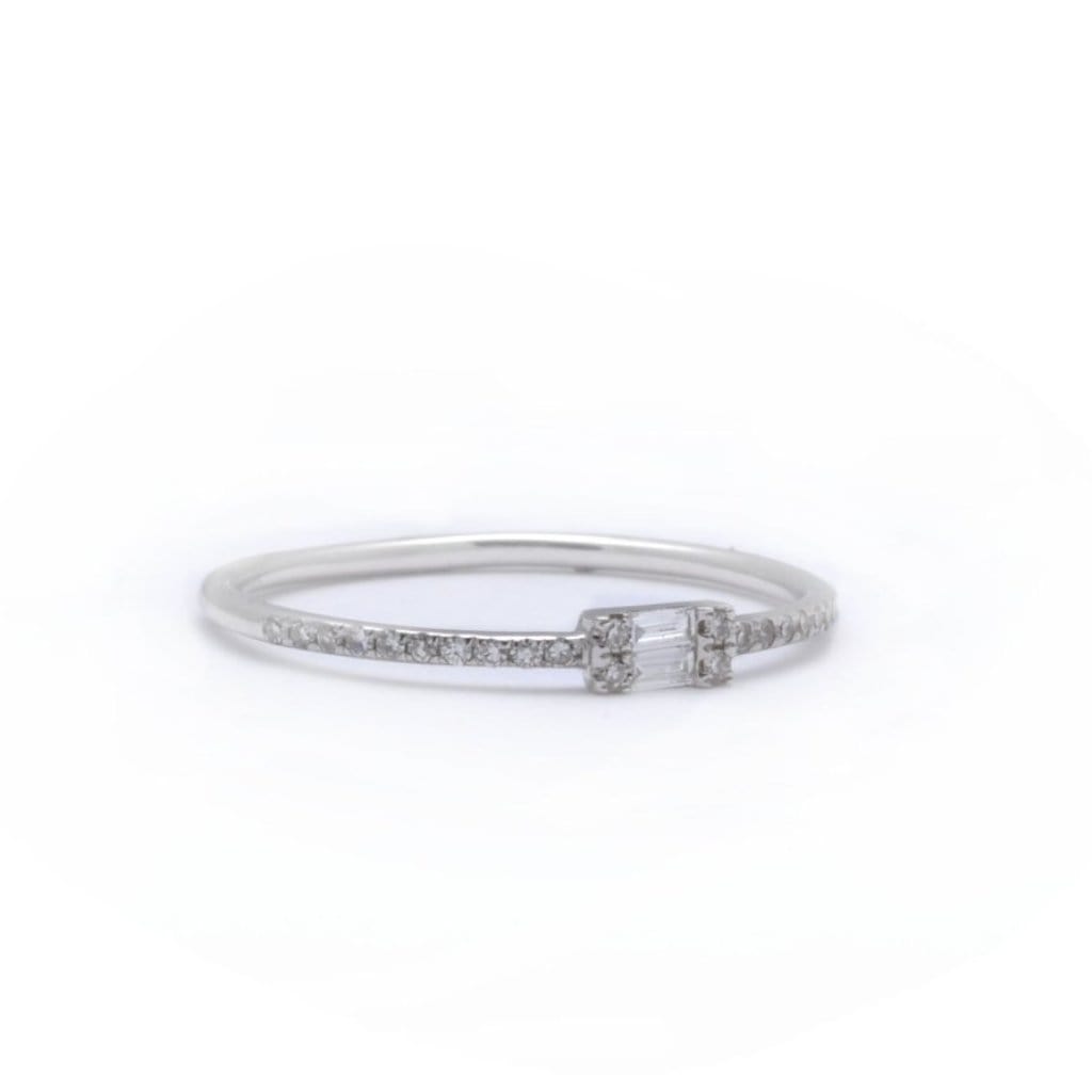 Double Baguette Micro Pave Diamond Ring