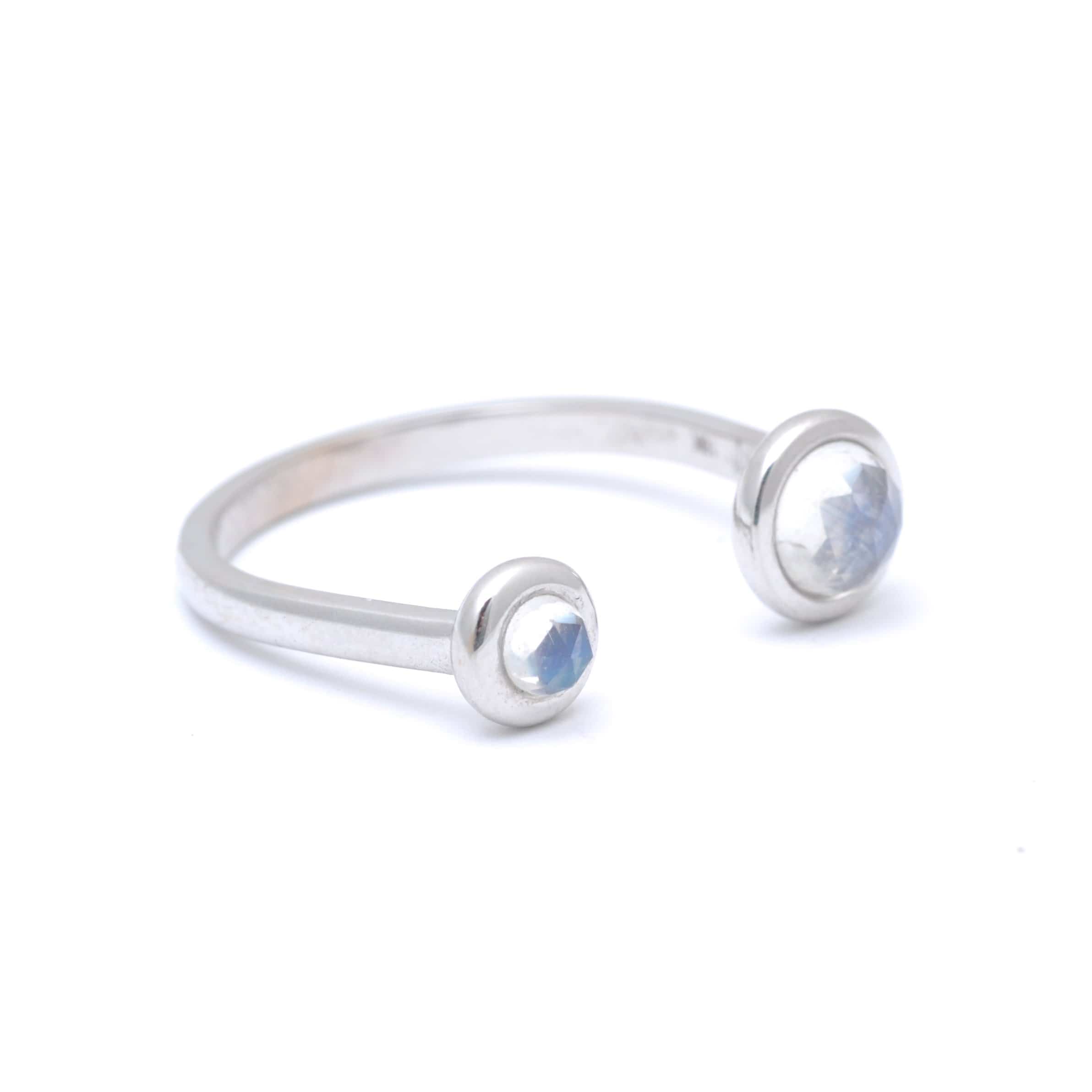 Two Moonstone White Gold Cuff Ring Meredith Young