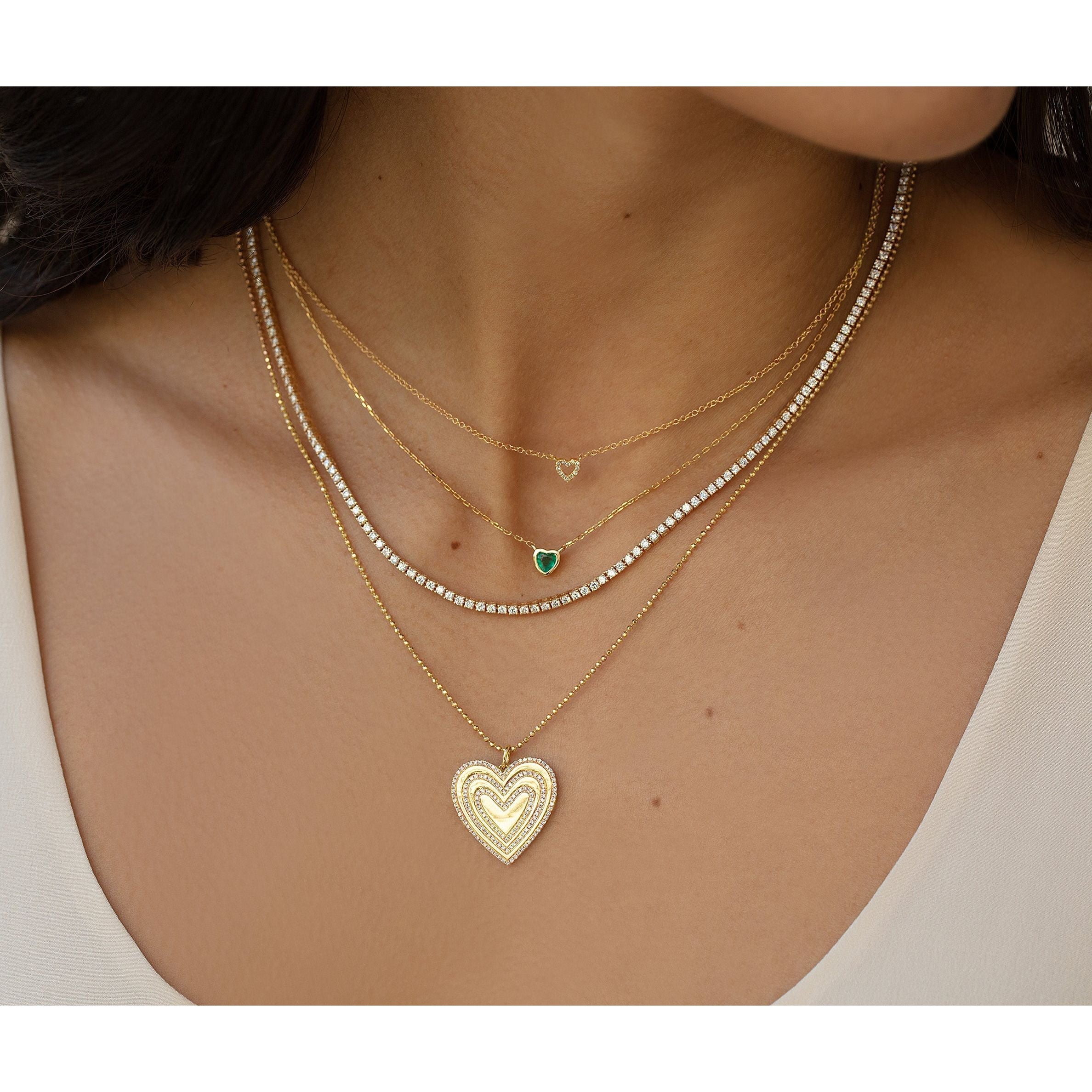 Green Emerald Heart Necklace