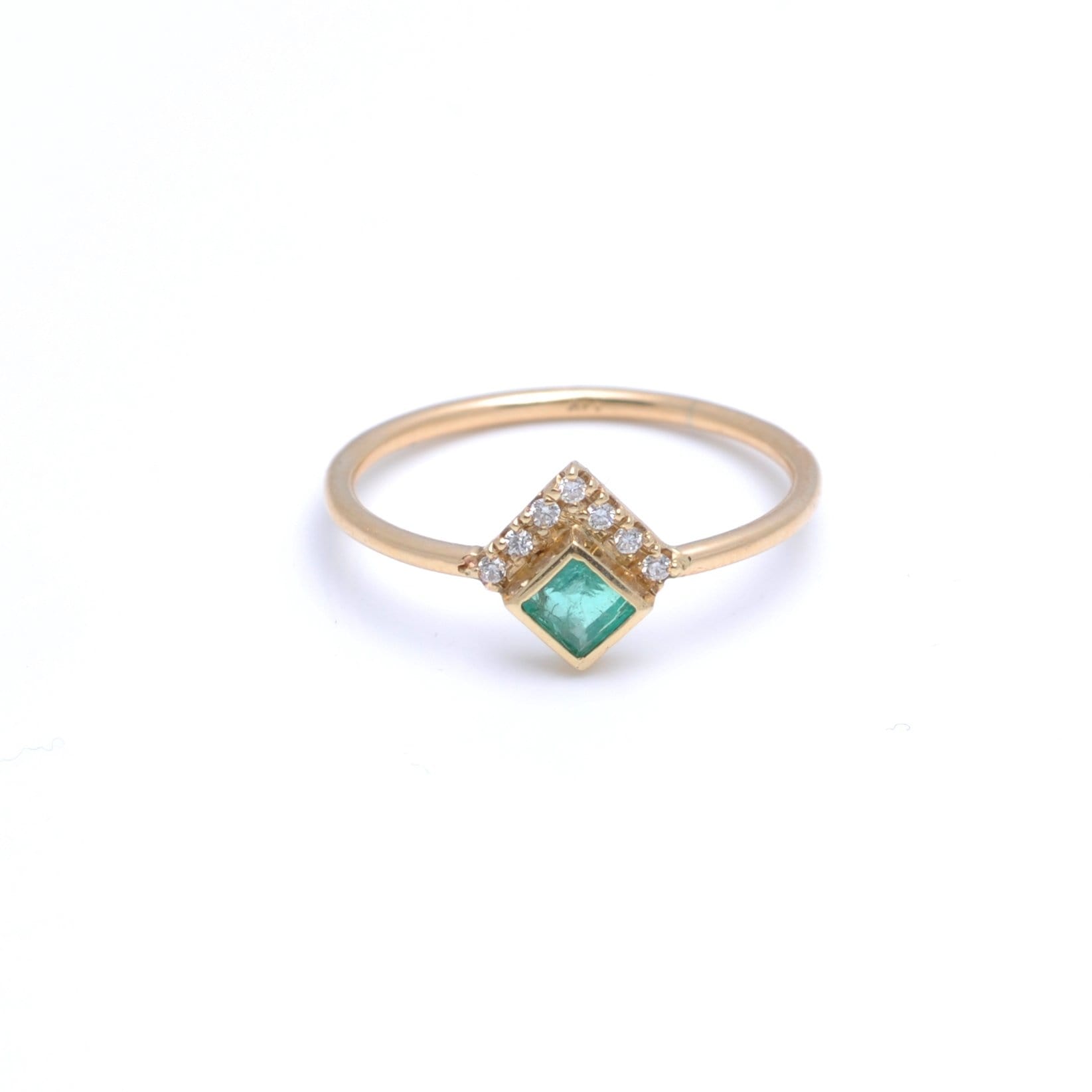 Princess Cut Emerald Pave Diamond Ring