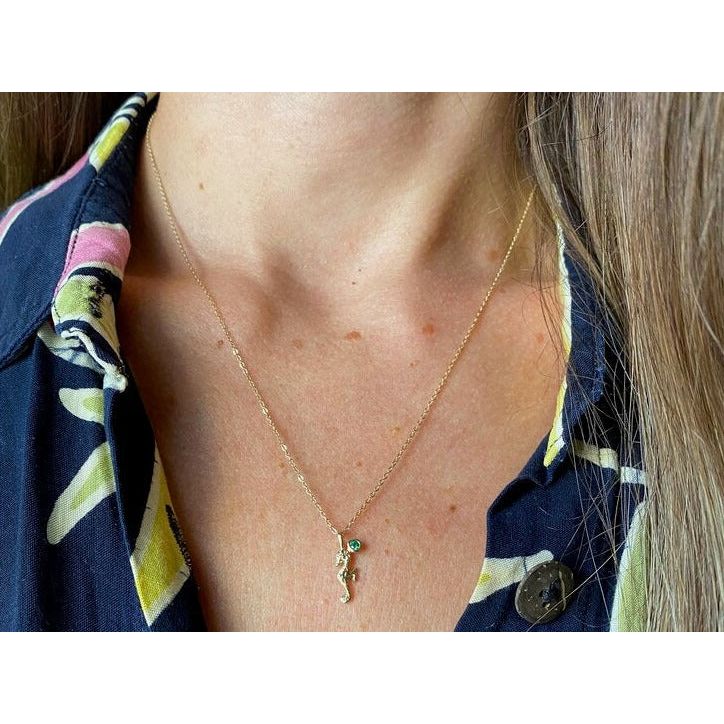 Baby Seahorse with Emerald Charm