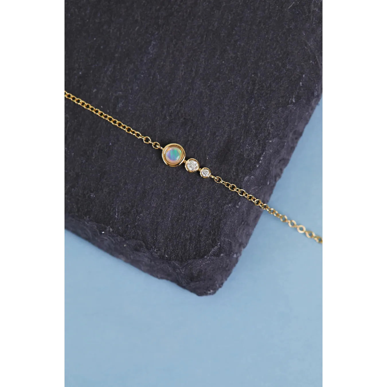 Diamond and Opal Trio Gold Bracelet