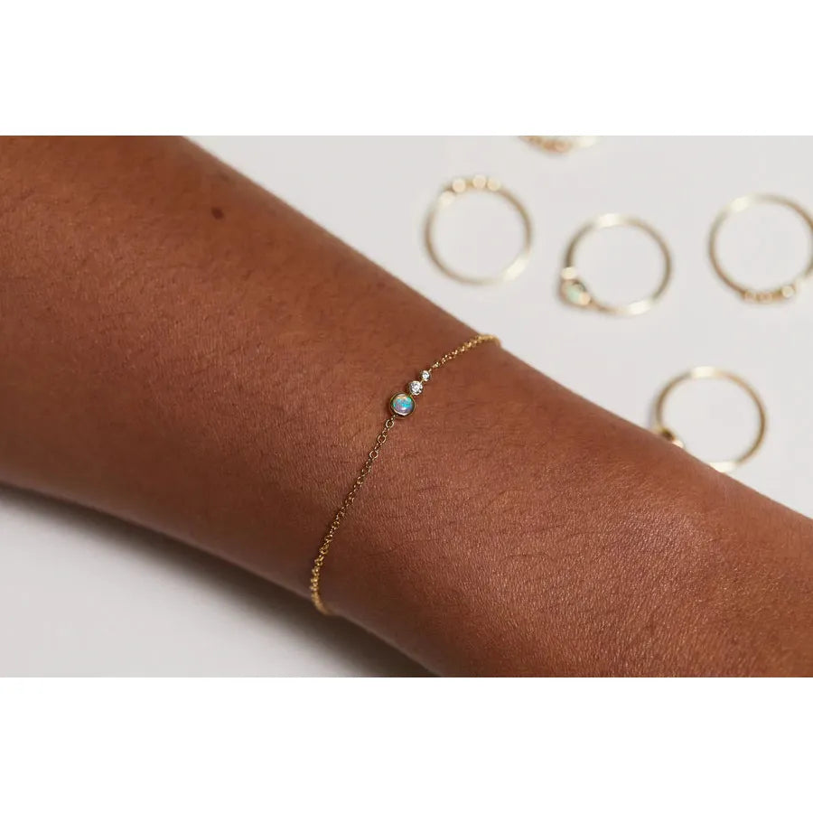Diamond and Opal Trio Gold Bracelet
