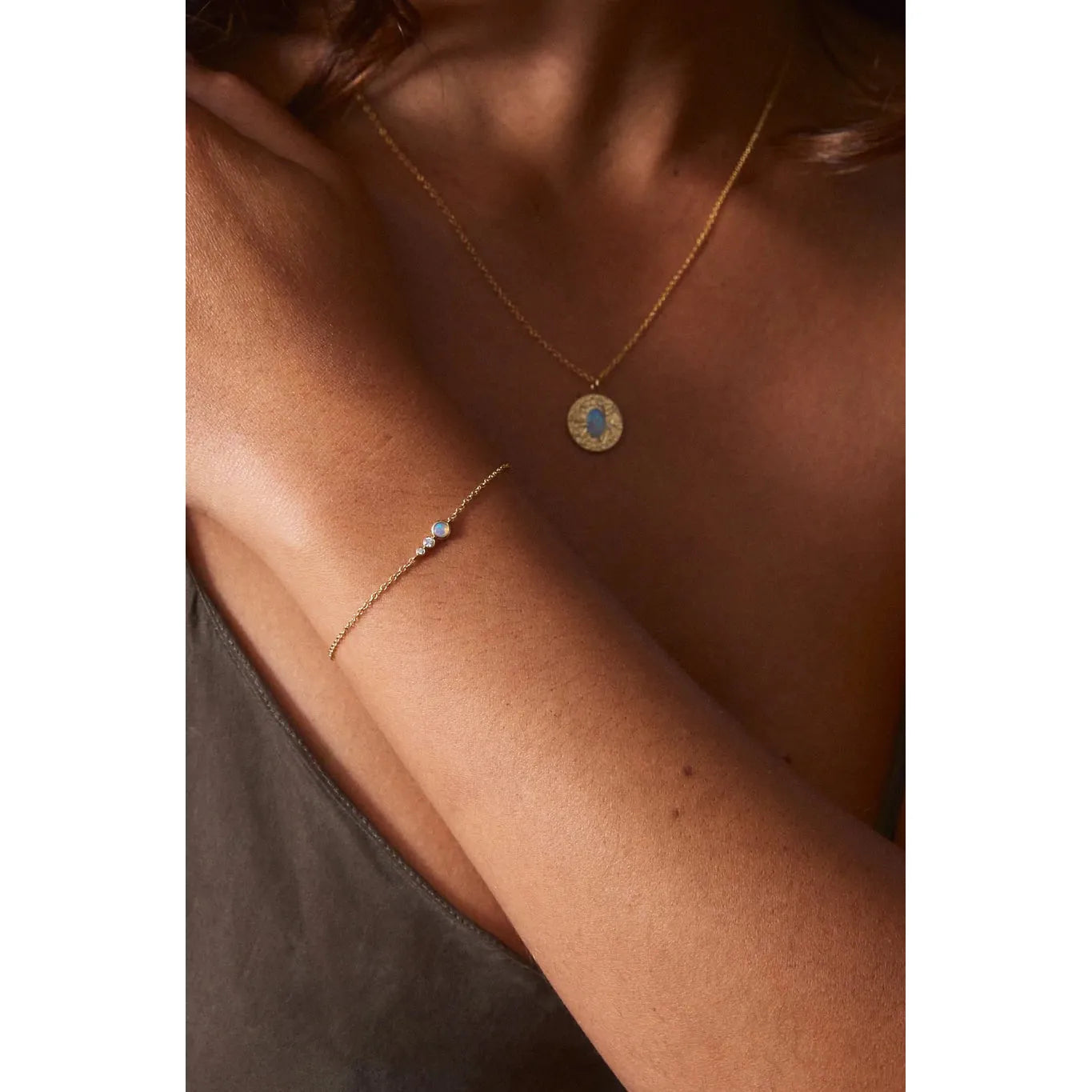 Diamond and Opal Trio Gold Bracelet