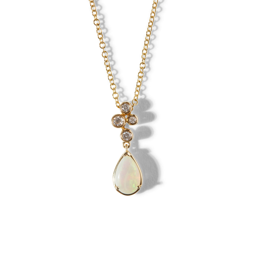 Water Drop Opal and Diamond Necklace