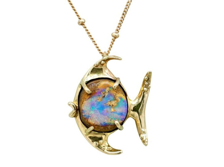 Opal Fish Charm