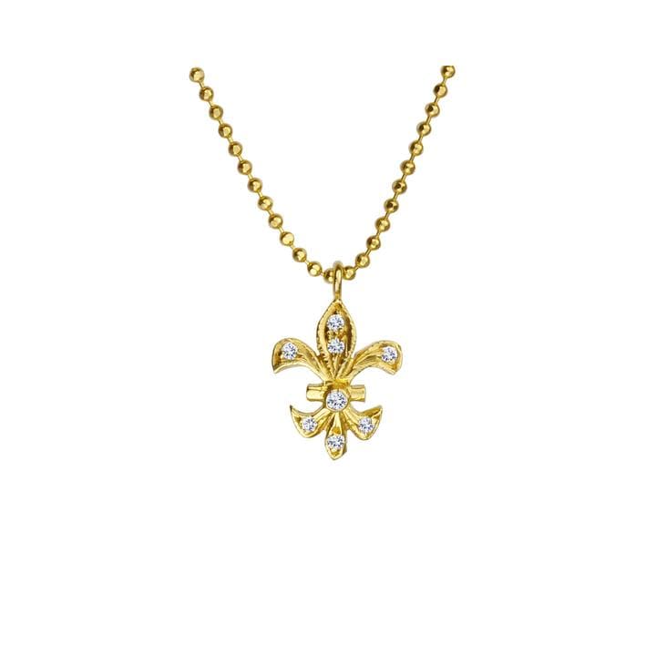 Fleur De Lys Diamond Gold Pendant