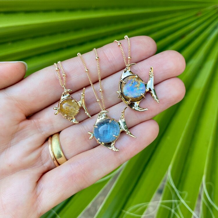 Opal Fish Charm