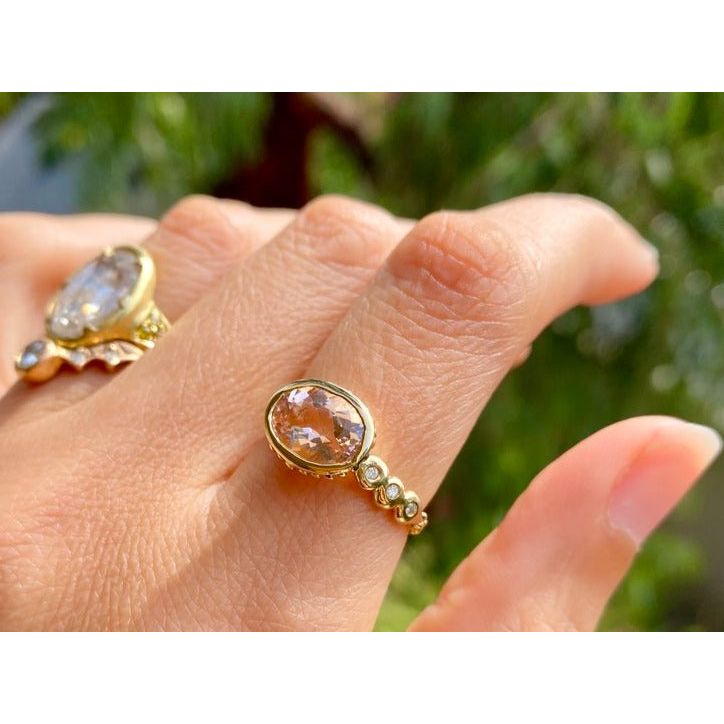 Morganite Diamond Sunbeam Ring