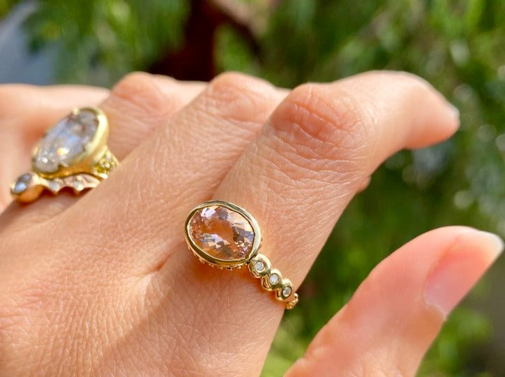 Morganite Diamond Sunbeam Ring