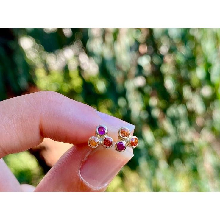 Sunset Sapphire Bubbles Stud Earrings