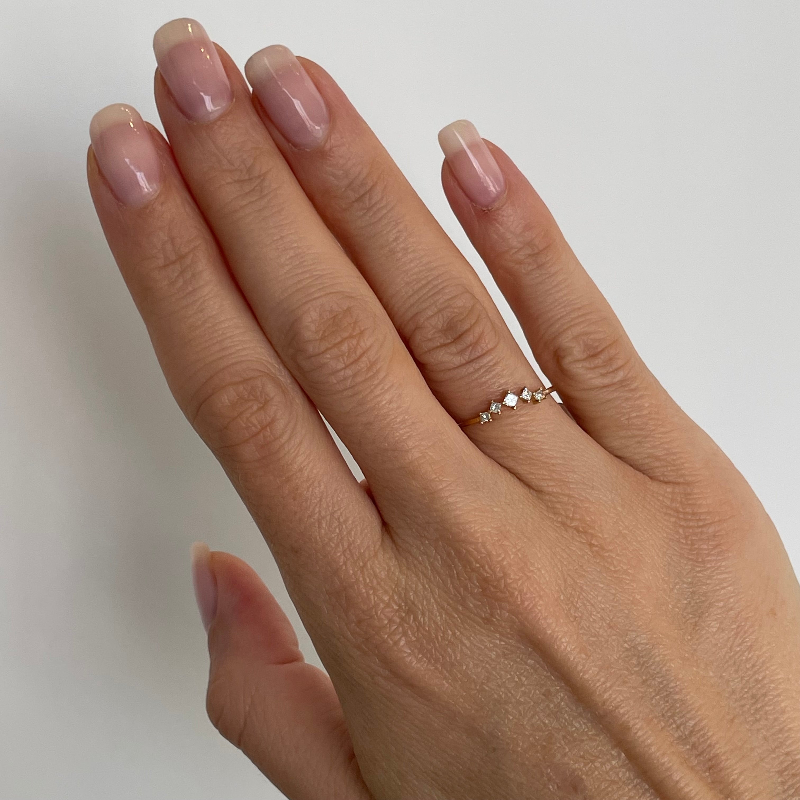 Seven Diamond Delicate Gold Stacking Ring
