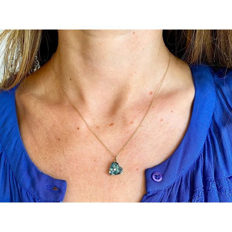 Opal Heart Inset Diamond Charm