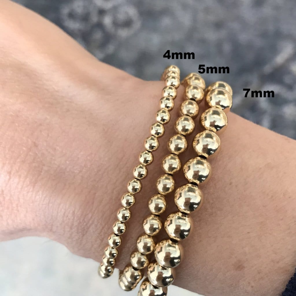 Karen Lazar 5mm Yellow Gold Bead Layering Bracelet - Curated Los Angeles
