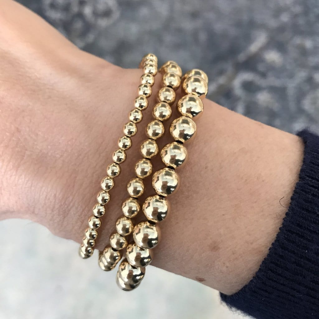 Karen Lazar 7mm Yellow Gold Bead Layering Bracelet - Curated Los Angeles