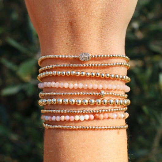 2mm Rose Gold Diamond Bean Charm Bracelet