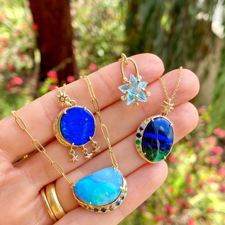 Boulder Opal New Moon Tidal Moon Charm