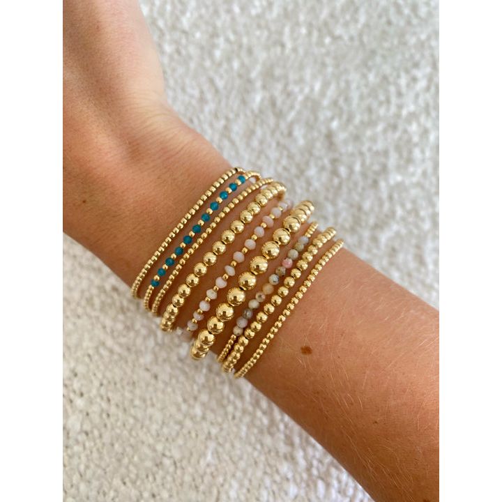 2mm Apatite Gemstone Pattern Beaded Bracelet